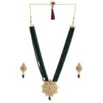 ACCESSHER Gold Tone Kundan & Green Beaded Jewellery Set - Fast Shipping to USA & Canada
