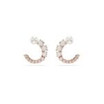 Swarovski Matrix hoop earrings, Crystal pearl, Round cut, White, Rose gold-tone plated - Fast Shipping to USA & Canada