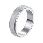 Yellow Chimes Rings for Men Spinner Revolving Ring Stainless Steel Silver Toned Textured Band Spinner Ring for Men and Boys. - Fast Shipping to USA & Canada