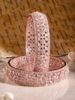 Rubans Set of 2 Rose Gold Plated Zirconia Stone Studded Bangles for Women & Girls, Floral Design Perfect for Any | Festival | Wedding Occasion - Fast Shipping to USA & Canada - Image 5