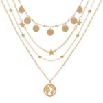 Shining Diva Fashion Latest Layered Western Non Precious Base Metal Cubic Zirconia Golden Neck Chain Pendant Necklace Jewellery for Women (12178np) - Fast Shipping to USA & Canada