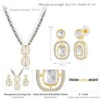 Peora Gold Plated Cubic Zirconia Crystal & Black Beads Studded Mangalsutra & Drop Earrings Jewellery Gift for Women - Fast Shipping to USA & Canada - Image 5