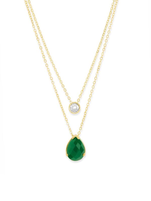 MINUTIAE Double Layer Chain Necklace Diamond Pendant Austrian Cubic Zirconia Extendable Chain for Women & Girls - Fast Shipping to USA & Canada