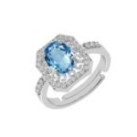 Clara Pure 925 Sterling Silver Carol Blue Topaz Solitaire Finger Ring | Swiss Zircon Platinum Plated | Size Adjustable | Gift for Women Girls Wife Girlfriend - Fast Shipping to USA & Canada