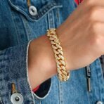 Fashion Frill Stylish Bracelet For Men Women Gold Plated American Diamond Studded Charming Golden Bracelets For Women Girls Men Boys Jewellery Accessories Love Gifts - Fast Shipping to USA & Canada - Image 4