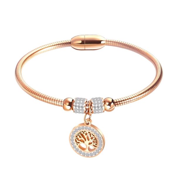 Yellow Chimes Fashion Rose Gold and White Stone Charming Shaped Bracelet for Women Valentine Gift for Girls - Fast Shipping to USA & Canada