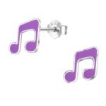 HighSpark 925 Silver Cute Enamel Stud Earrings Musical Note - Fast Shipping to USA & Canada