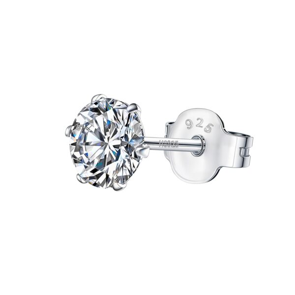 HIGHSPARK 925 Silver Solitaire Stud Earring for Men 5mm - Fast Shipping to USA & Canada