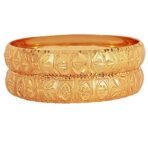Shining Diva Fashion Latest One Gram Gold Plated Set of 2 Traditional Broad Bangles for Women and Girls - Fast Shipping to USA & Canada - Image 4
