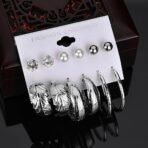 Shining Diva Fashion 12 Pairs Combo Latest Stylish Western Hoop and Crystal Pearl Stud Earrings for Women and Girls - Fast Shipping to USA & Canada - Image 3