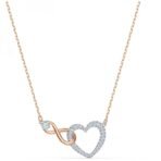 Infinity Heart Necklace SWAROVSKI 5518865, white, combination of metallic finishes - Fast Shipping to USA & Canada