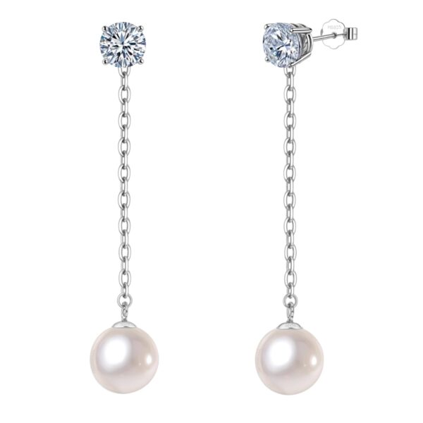 HighSpark 925 Silver Solitaire Dangle Pearl Earrings - Fast Shipping to USA & Canada
