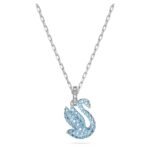Swarovski Women Iconic Swan Pendant, Small, Blue, Rhodium Plated - Fast Shipping to USA & Canada