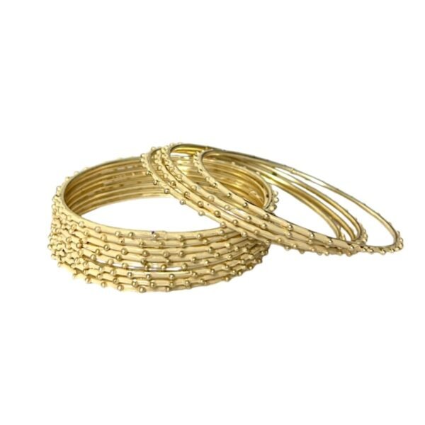 ACCESSHER Gold Tone Textured Lightweight Bangles (Set of 12) - Fast Shipping to USA & Canada
