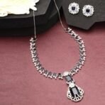 ZENEME Rhodium Plated Silver Toned Brass Royale Celebrity Inspired Green American Diamond Cystal Jewellery Set For Women & Girls - Fast Shipping to USA & Canada - Image 4