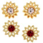 Gehena By Estele Combo of 2 Pairs Gold Plated Earrings For Women (White & Red) - Fast Shipping to USA & Canada - Image 2