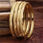 ZENEME Set Of 4 Gold-Plated Classic Textured Handcrafted Bangles - Fast Shipping to USA & Canada - Image 4