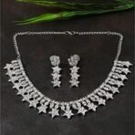 ACCESSHER Silver Plated Star Design Rhinestone Necklace Set with Earrings - Fast Shipping to USA & Canada - Image 4