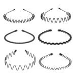 Shining Diva Fashion Black Metal Hair Band for Men Boys Women Girls Kids 6 Pcs Combo Hairband Headbands Sports Yoga Face Wash Facial Hair Accessories (15905HB) - Fast Shipping to USA & Canada