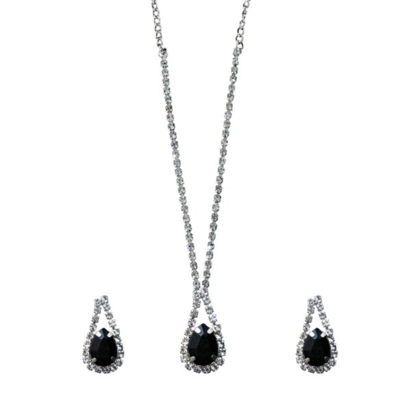 ACCESSHER Silver Tone AD Teardrop Necklace Set with Earrings - Fast Shipping to USA & Canada