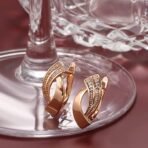 Shining Diva Fashion 18k Rose Gold Plated Latest Stylish Copper Zircon Earrings for Women and Girls (14478er) - Fast Shipping to USA & Canada - Image 3