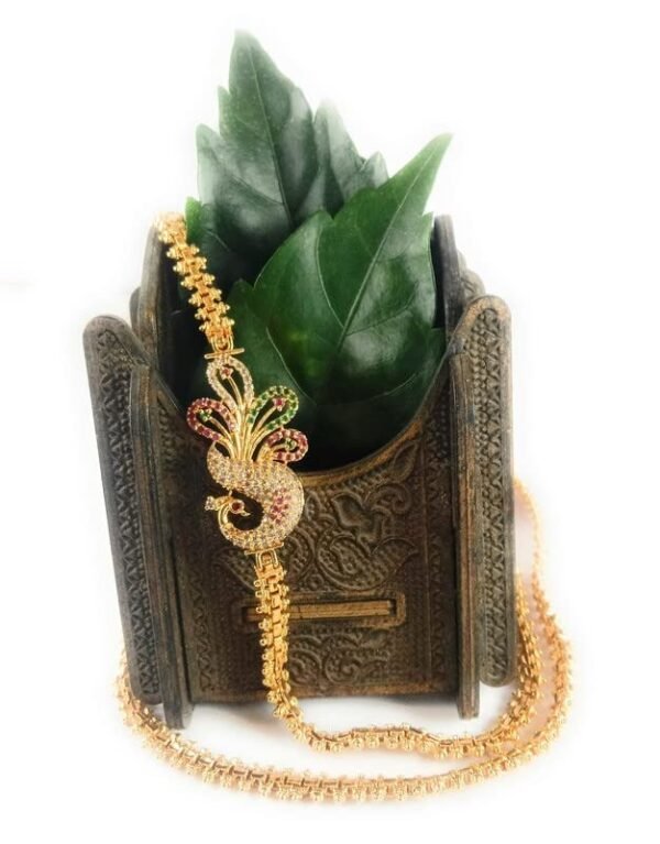 CUTE GOLD One Gram Micro Gold Plated Traditional Designer American Diamond Stone Mugappu Chain for Women & Girls - Fast Shipping to USA & Canada