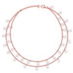 GIVA 925 Silver 18k Gold Plated Rose Gold Zircon Studded Black Bead Anklet | Gifts for Women & Girls