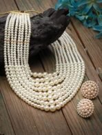 Shining Diva Fashion Latest Stylish Design Fancy Multilayer Pearl Necklace Jewellery Set for Women (15881s) - Fast Shipping to USA & Canada - Image 5