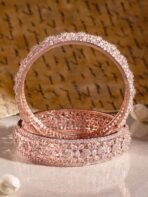 Rubans Set of 2 Rose Gold Plated Zirconia Stone Studded Bangles for Women & Girls, Floral Design Perfect for Any | Festival | Wedding Occasion - Fast Shipping to USA & Canada - Image 6