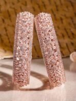 Rubans Set of 2 Rose Gold Plated Zirconia Stone Studded Bangles for Women & Girls, Floral Design Perfect for Any | Festival | Wedding Occasion - Fast Shipping to USA & Canada - Image 4