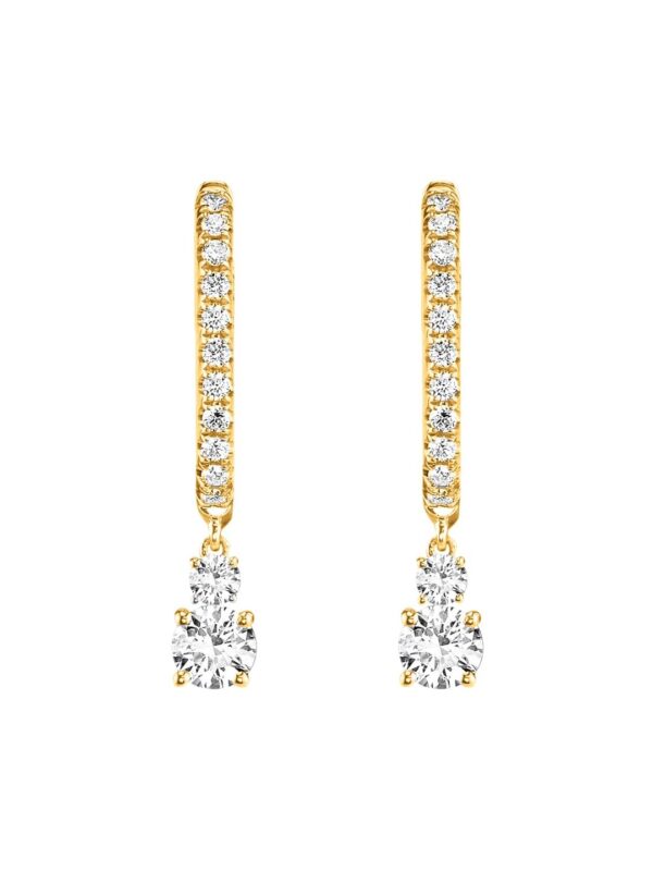 MINUTIAE Dangling Solitaire Hoop Earring Bali Fashion Jewellery for Women & Girls - Fast Shipping to USA & Canada