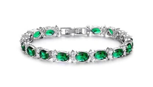 Shining Diva Fashion Platinum Plated Stylish Austrian Crystal Bracelet for Women and Girls (11955b)(Green) - Fast Shipping to USA & Canada