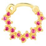 GIVA 925 Silver Golden Zig-Zag Red Nose Ring| Gifts for Women and Girls | With Certificate of Authenticity and 925 Stamp | 6 Month Warranty*