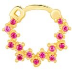 GIVA 925 Silver Golden Zig-Zag Red Nose Ring| Gifts for Women and Girls | With Certificate of Authenticity and 925 Stamp | 6 Month Warranty*