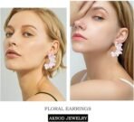 El Regalo Oversized Boho Daisy Flower Earrings- Bridal Statement Enameled Vintage Daisy Flowers Earrings For Haldi, Mehndi and Party - Fast Shipping to USA & Canada - Image 4