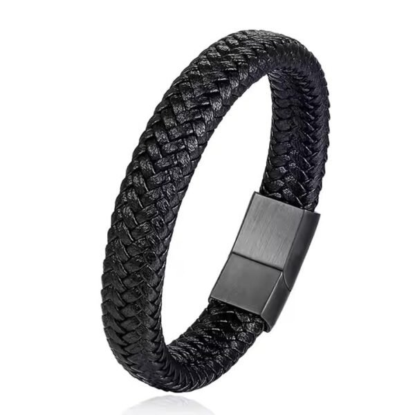 Fashion Frill Stylish Bracelet for Men Black Leather Hand Band Jewellery Accessories For Boys Gift for Husband & Boyfriend - Fast Shipping to USA & Canada