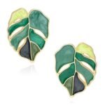 El Regalo Minimalist Hollow Leaf Palm Earrings- Gold Plated Oil Dripping Enamel Leaf Earrings for Girls & Women (Green) - Fast Shipping to USA & Canada
