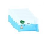 Mother Sparsh Thick Fabric Baby 99% Water Based (Unscented) Wipe (Blue, 10 Wipes) - Pack of 8 - Fast Shipping to USA & Canada