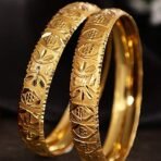 Shining Diva Fashion Latest One Gram Gold Plated Set of 2 Traditional Broad Bangles for Women and Girls - Fast Shipping to USA & Canada - Image 6