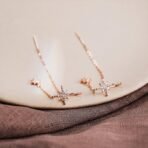 El Regalo Fancy CZ Stars Needle Threader Earrings- 2 Ways Stars Tassel Long Threader Fashionable Earrings for Girls & Women - Fast Shipping to USA & Canada - Image 7