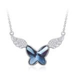 Shining Diva Fashion Stylish Crystal Butterfly Chain Silver Platinum Plated Pendant Necklace for Women (Blue, 10921np) - Fast Shipping to USA & Canada