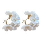 Shining Diva Fashion Latest Sweet Romantic Elegant White Flower Hoop Earrings | Stylish Shell Resin Delicate Pearl Flower Zircon Earrings | Trendy Versatile Jewellery | Light Exquisite Luxury Jewellery - Fast Shipping to USA & Canada