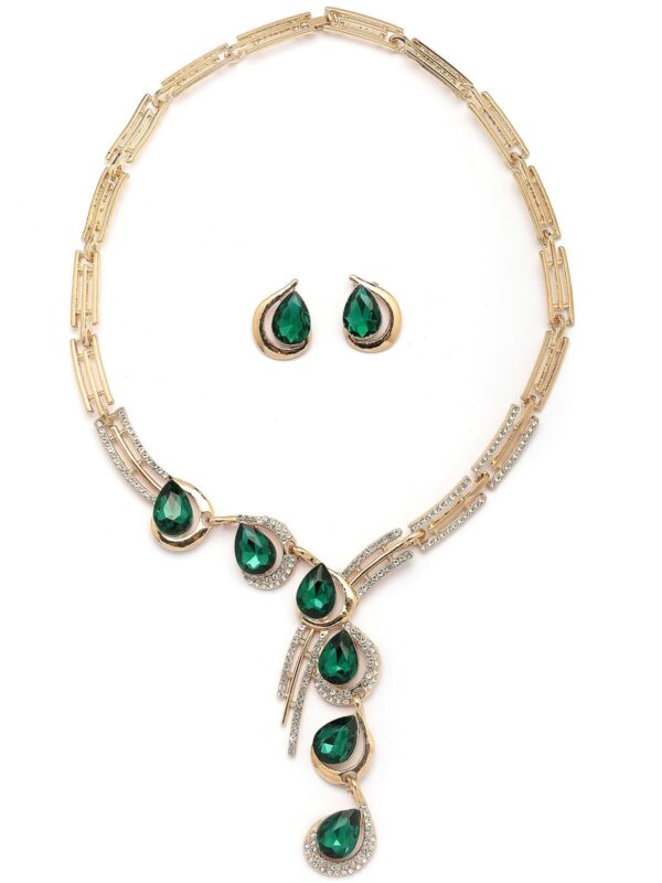 Sukkhi Green Drop Style AD Stone Choker Necklace Set - Fast Shipping to USA & Canada
