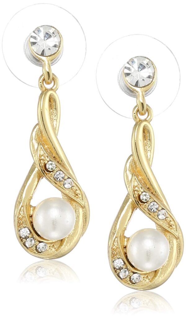 Estele 24 Kt Gold Plated Pearl Coccoon Dangle Earrings For Girls - Fast Shipping to USA & Canada