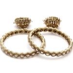 Karatcart Set of 2 Gold Plated Kundan Studded Jhumki Bangles Set for Women - Fast Shipping to USA & Canada