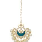 Accessher Gold Toned Enamel Kundan Warrior Style Ethnic Bindiya Style Brass Ethnic Maang Tika for Women - Fast Shipping to USA & Canada