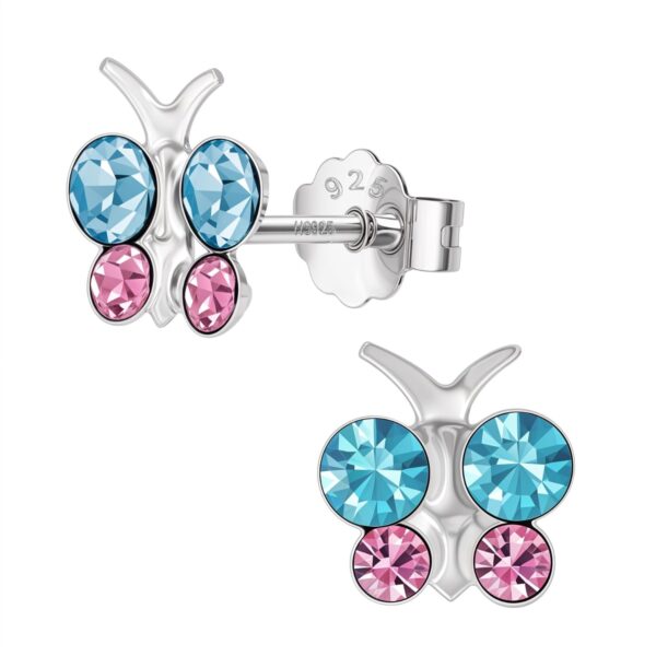 HighSpark 925 Silver Butterfly Enamel Stud Earrings - Fast Shipping to USA & Canada