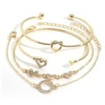 Shining Diva Fashion Latest Stylish 4pcs Multilayer Crystal Heart Bangle Bracelet for Women and Girls (14747b) - Fast Shipping to USA & Canada