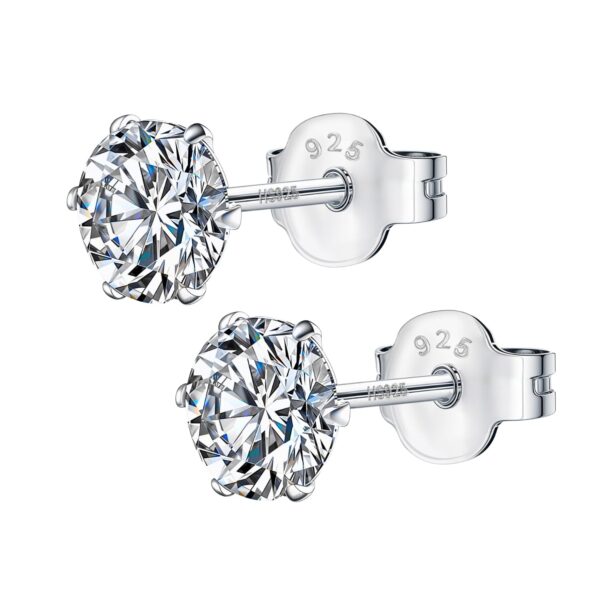 HIGHSPARK 925 Silver Solitaire Stud Earrings 5mm - Fast Shipping to USA & Canada