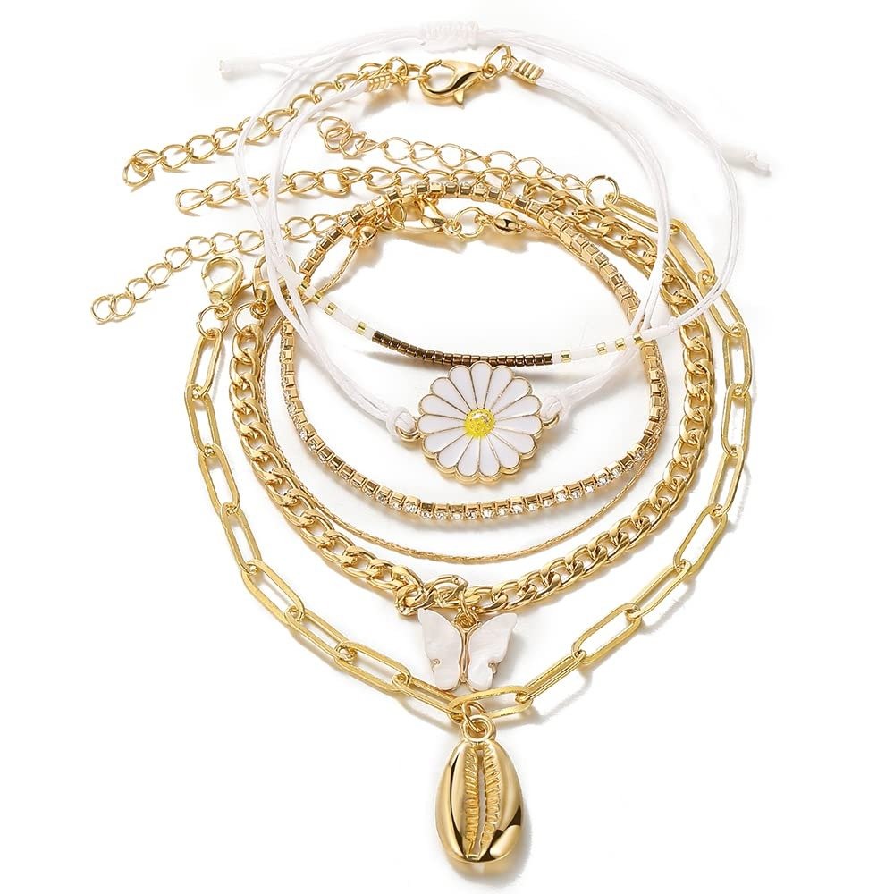 614eCk1hwvL.jpg Shining Diva Fashion Set of 6 Latest Stylish Multilayer Charm Bracelet for Women and Girls (14694b) - Fast Shipping to USA & Canada - Image 1